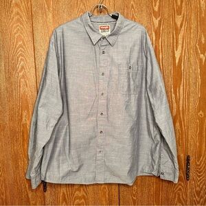 Wrangler Men's Long Sleeve 2XL Gray Casual Button Down Shirt w/‎ Textured Fabric